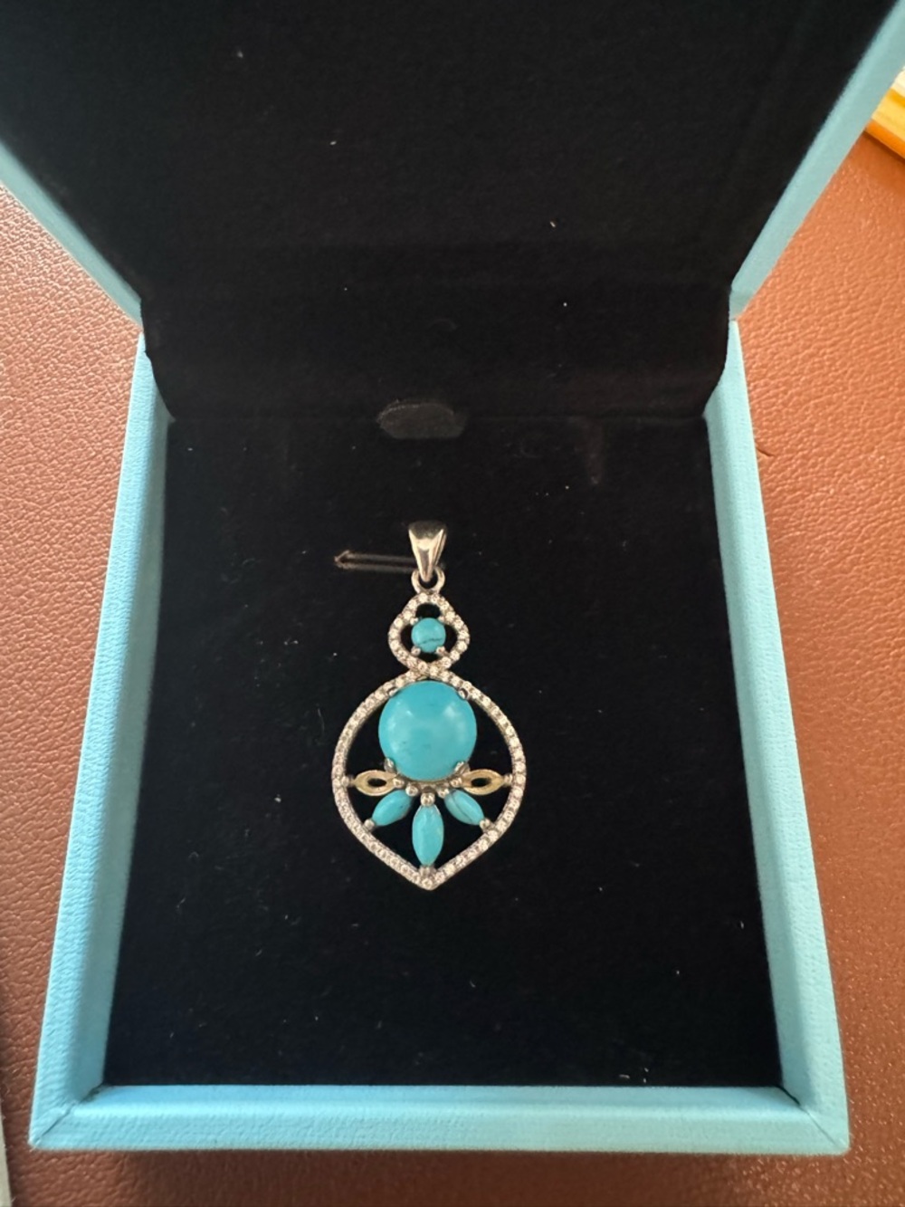 Sterling Silver (925) and Turquiose Blue Statement Pendant